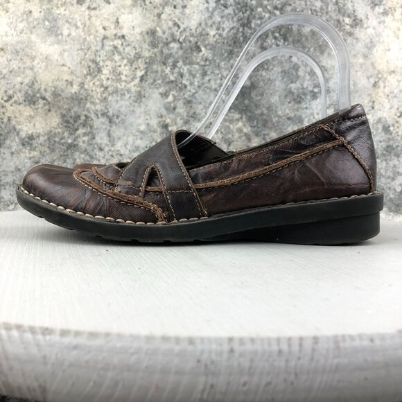 Clarks Women's Size 7.5M Bendables Brown Leather Slip On Mary Jane Casual Shoes - Picture 5 of 14